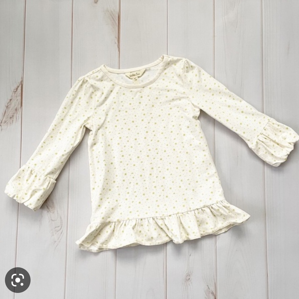 Matilda Jane Ivory Shirt 3/4 Sleeve Puff Sleeve Size 4 EUC